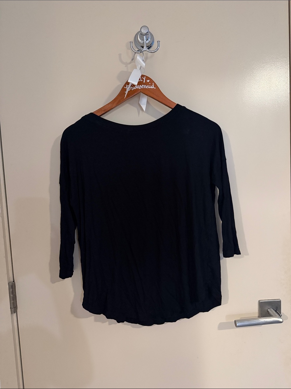 Ava Sky Black Scoop-Neck Long Sleeve Top